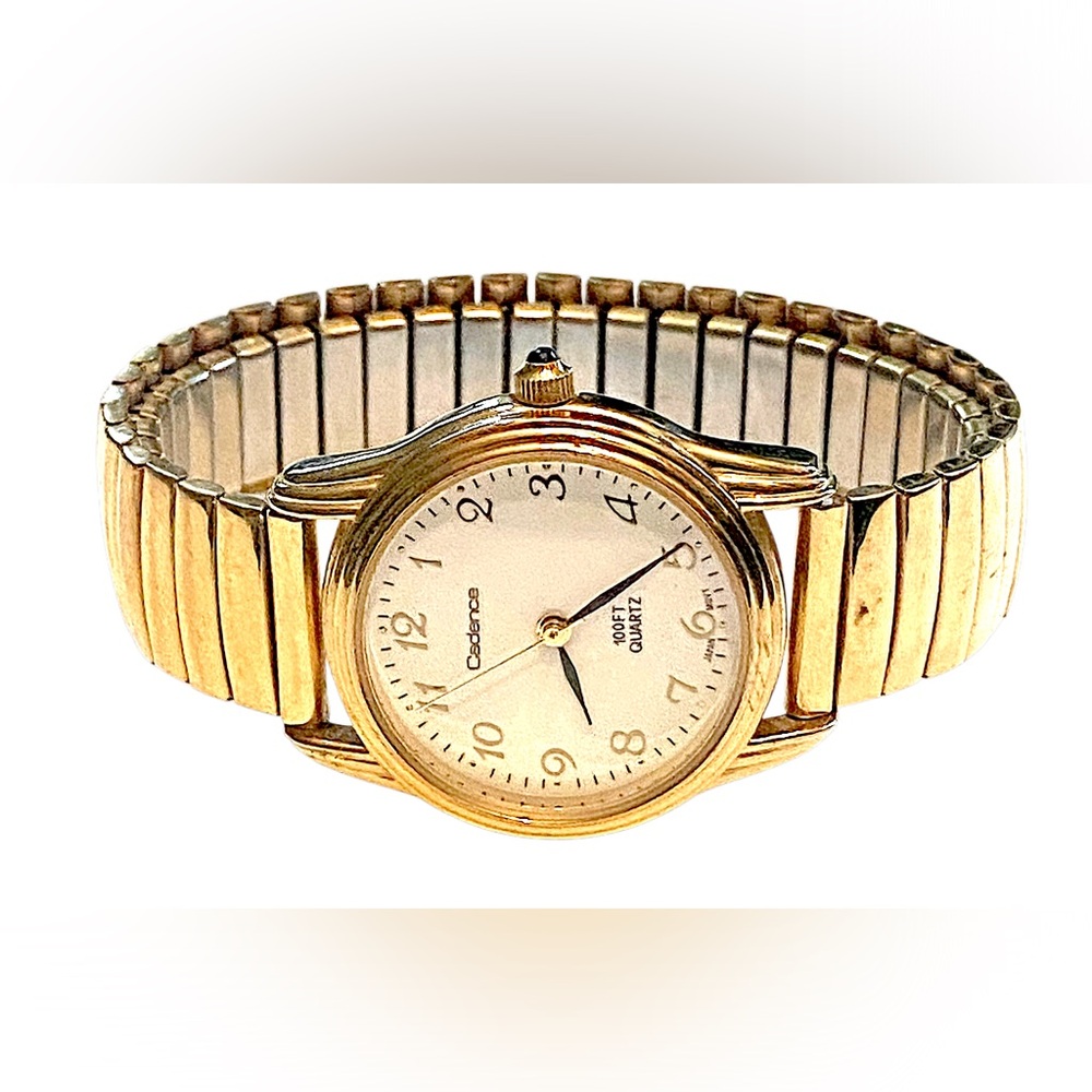 Vintage CADENCE Gold Watch 30ft waterproof Stretch Band